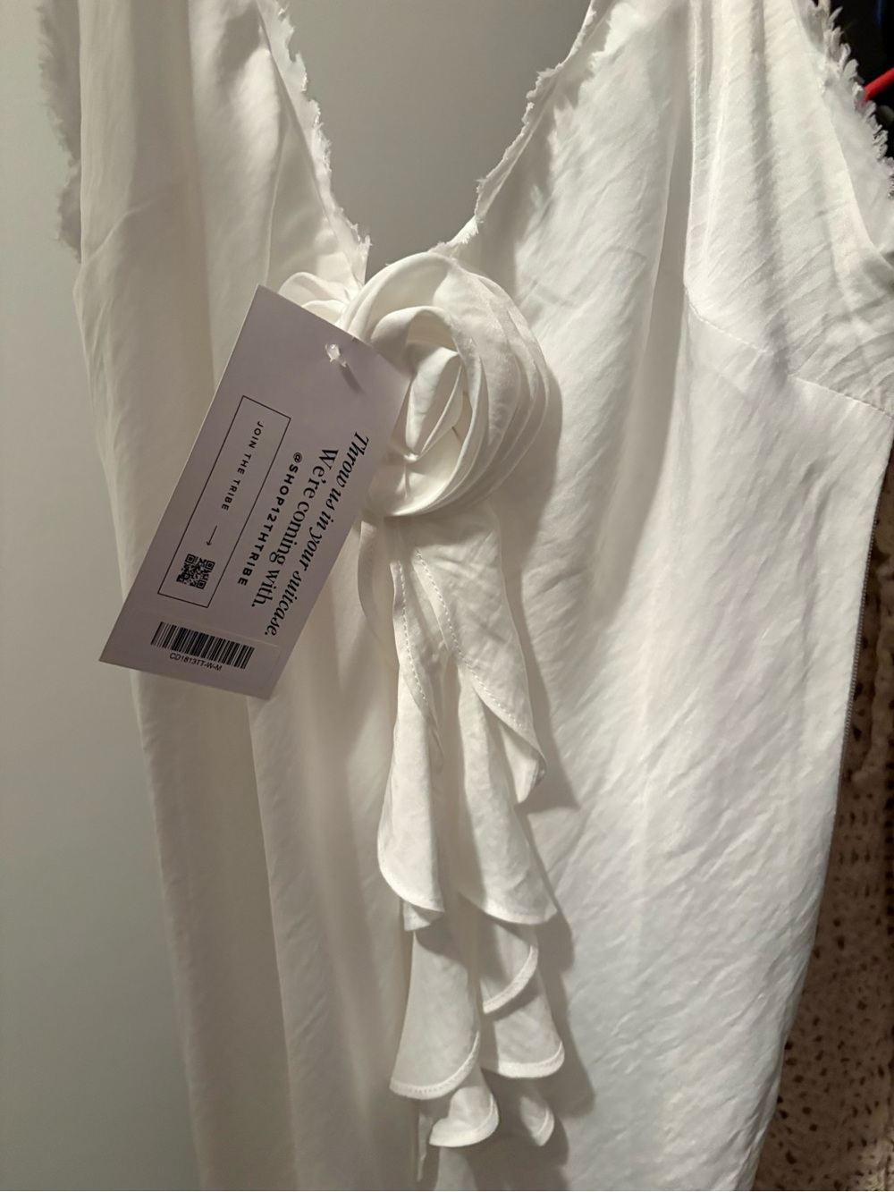 12th Tribe White Slip Maxi Dress with Floral Ruffle - Picture 2 of 2